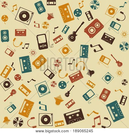 background seamless. Retro Music and sound. Design illustration