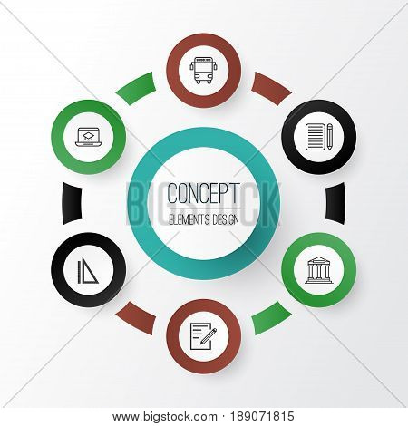 Education Icons Set. Collection Of Measurement, Distance Learning, Paper And Other Elements. Also Includes Symbols Such As Learn, Essay, Drawing.