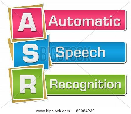 ASR - Automatic Speech Recognition text written over colorful background.