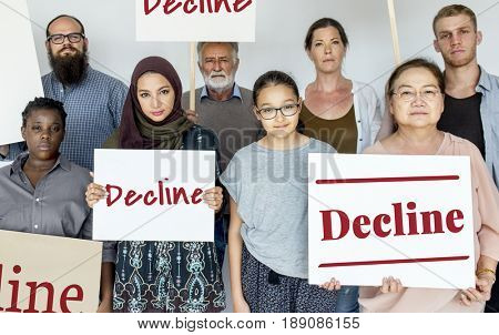 Disapprove rejection decline word on banner