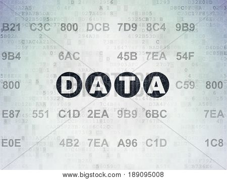 Data concept: Painted black text Data on Digital Data Paper background with Hexadecimal Code