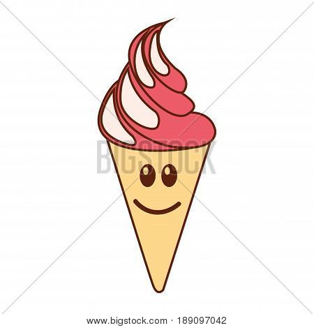 Delicious ice cream cone kawaii character vector illustration design
