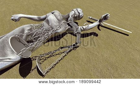 Broken lady of justice 3d rendering