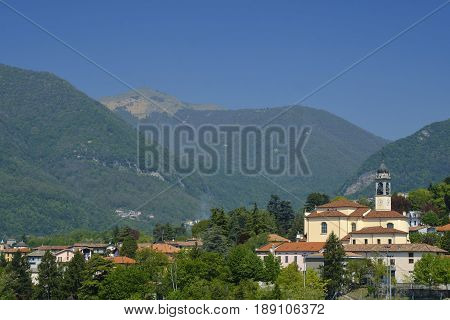 Landscape of Erba (Como Lombardy Italy) in the springtime