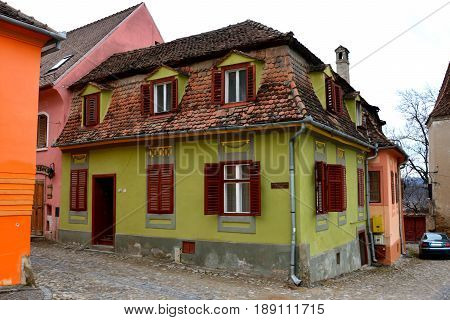 Medieval city Sighisoara. Urban landscape in the downtown of the medieval city Sighisoara, Transylvania