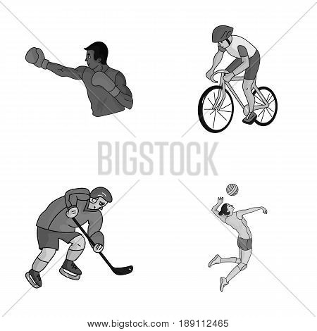 Cycling, boxing, ice hockey, volleyball.Olympic sport set collection icons in monochrome style vector symbol stock illustration .