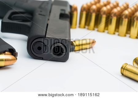 Semi Automatic Pistol And Fmj Bullet 9 Mm