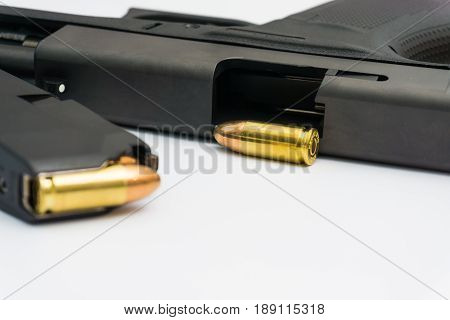 Semi Automatic Pistol And Fmj Bullet 9 Mm