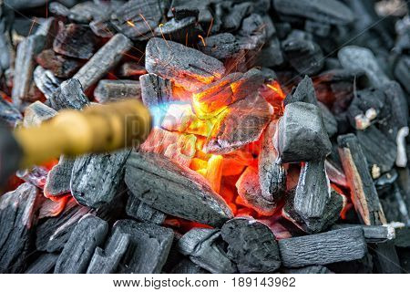 Some Charcoal is switched on in the garden