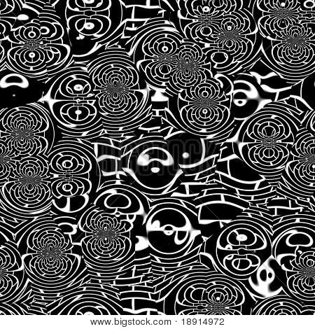 černobílé retro vzorem, obklady plynule, escher typické optický klam