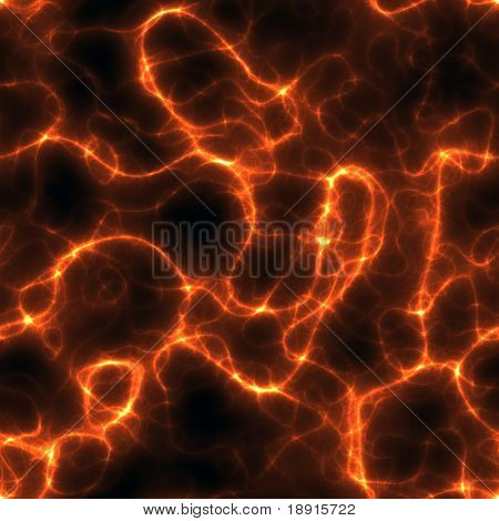 linee di elettricità o neurone astratta neon arancio sopra nero, perfettamente coltivabile come un pattern