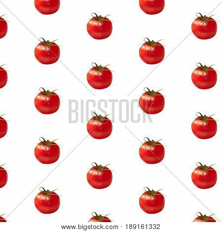 Vector - Cherry Tomatoes Pattern on White Background. Flat Lay