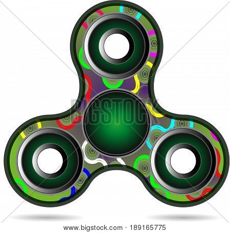 Fidget spinner icon - toy for stress relief and improvement of attention span. Filled multicolor