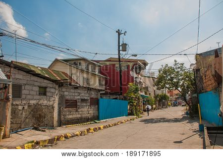Local Street With Houses In The Philippines Capital Manila