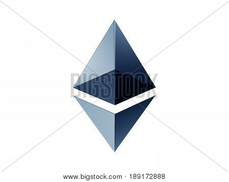 Ethereum crypto currency metal shiny art icon for apps and websites. Ethereum logo 3d rendering