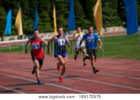 Blurred View Of Man Athletic Running Competition