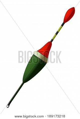 Fishing float green with red drawing on a white background