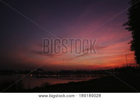 Beautiful cloudscape sunset evening dawn