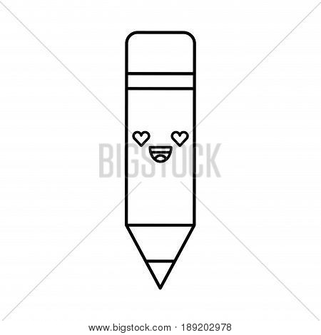 cute kawaii line icon pencil cartoon vector graphic design