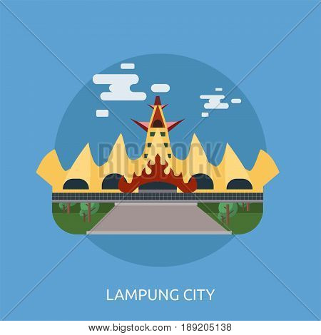 Lampung City of Indonesia Conceptual Design | Set of great flat design illustration concepts for city, indonesian, travel and much more.