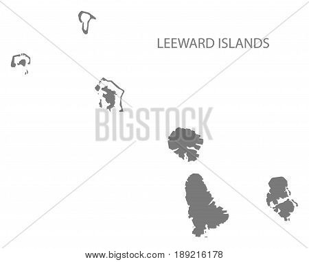 Leeward Islands map grey illustration silhouette shape