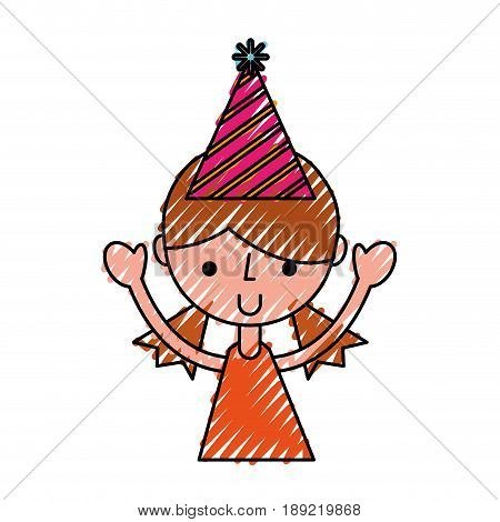 scribble upperbody party girl cartoon vector graphic design