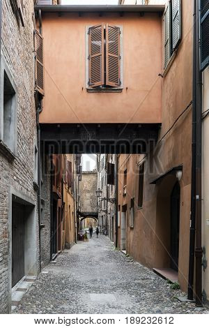 Ferrara Emilia-Romagna Italy. May 20 2017. Views of the via delle-volte a medieval street in the center of the village