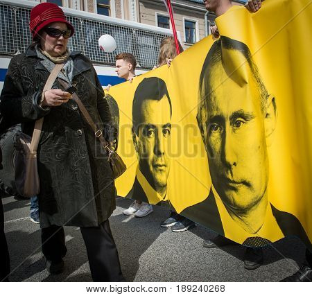 Citizens In The Political May Day Demonstration
