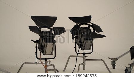 Camera Spotlight In Big Studio.