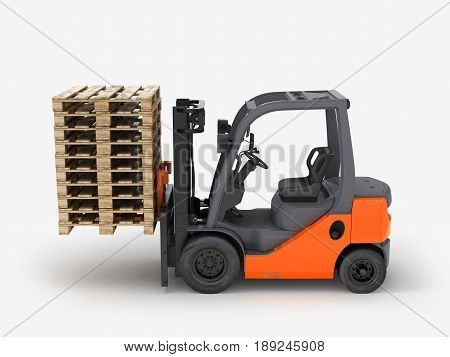Forklift Loader Isolated On White 3D Illustration
