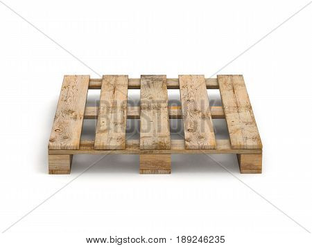 Wooden pallet. Isolated on white 3D illustration