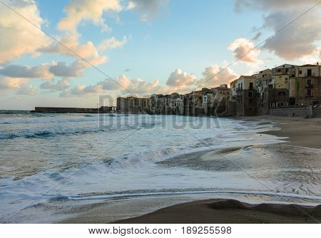 Touristic and vacation pearl of Sicily small town of Cefaly Sicily south Italy sea view