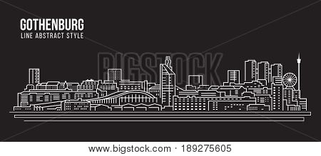 Cityscape Building Line art Vector Illustration design - Gothenburg city