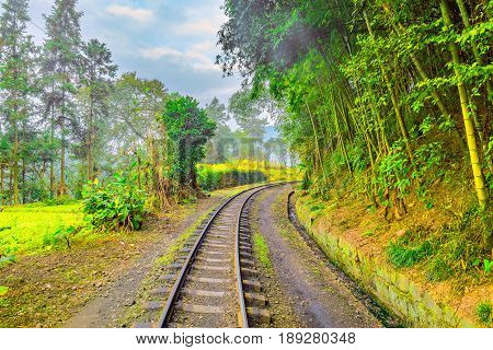 Steam narrow-gauge railway from Yuejin to Bagou. Jiayang Mining Region. Sichuan province. China.