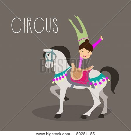 Retro circus seamless vector pattern. Circus horse with acrobat vector. Cute pattern. Cartoon background. Kids pattern