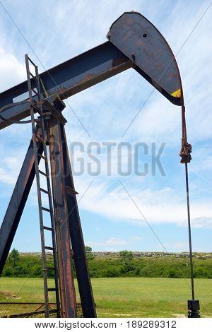 Oil well in Ayoluengo de la Lora, Burgo Province, Castilla Leon, Spain.