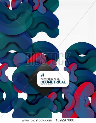 Abstract color geometric round shapes on white - elements with shadow, colorful composition