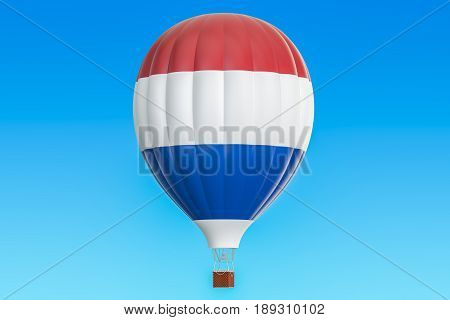 Hot air balloon with Netherlands flag 3D rendering