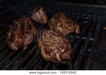 Picanha Cow Steak Beef Barbecue On A Iron Grill