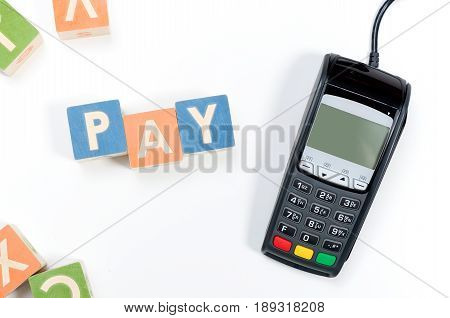Pinpad Pos Terminal Device And Toy Blocks Concept