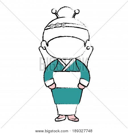 kimono japanese girl cartoon icon vector illustration graphic design
