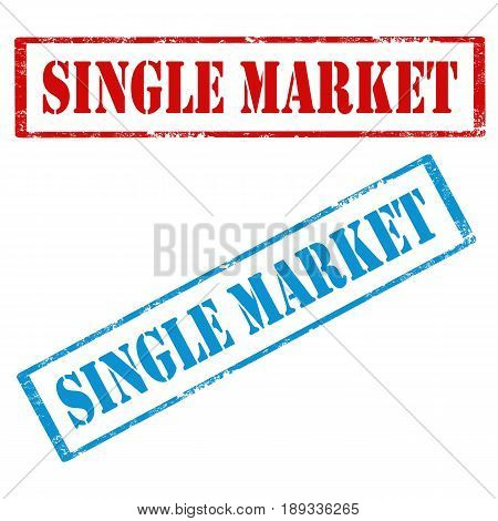 Set of stamps with text Single Market,vector illustration