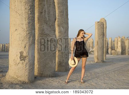 Young Woman In A Conconstruction Site