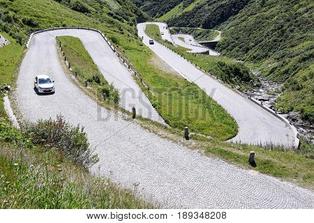 Old Road Which Leads To St. Gotthard Pass