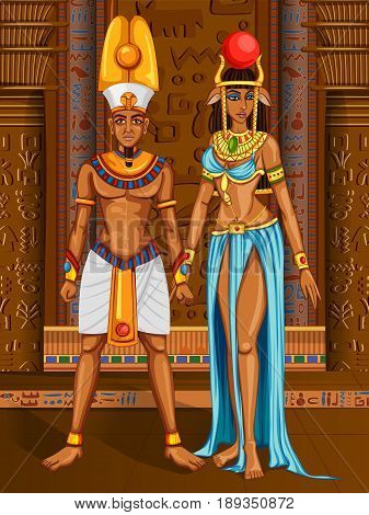 Vector design of Egyptian civiliziation King Pharaoh God on Egypt palace backdrop