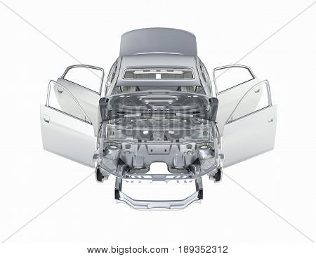 Body Car With No Wheel Without Shadow Isolated On White Background 3D