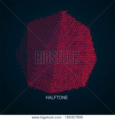 Geometric wireframe object from points. Abstract mesh emblem in red colors.