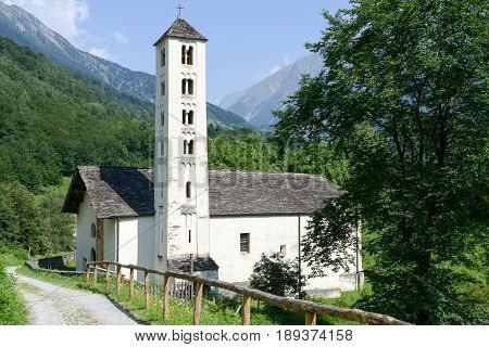 Mesocco, Switzerland 13 May 2015: Church of Mesocco in Mesolcina valley Switzerland
