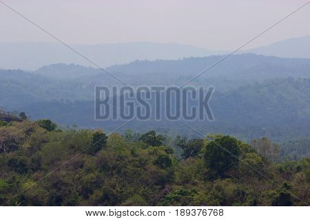 Blue Color Of Mountains During Sunset