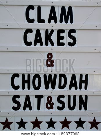 A sign hangs outside a resturant in Wickford Rhode Island